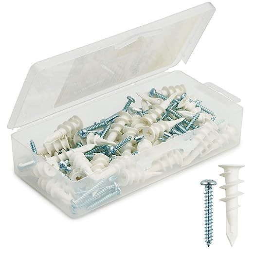 Plastic Self Drilling Drywall Anchors with Screws Kit, 100 Pieces All Together, Anchors Made in U... | Amazon (US)