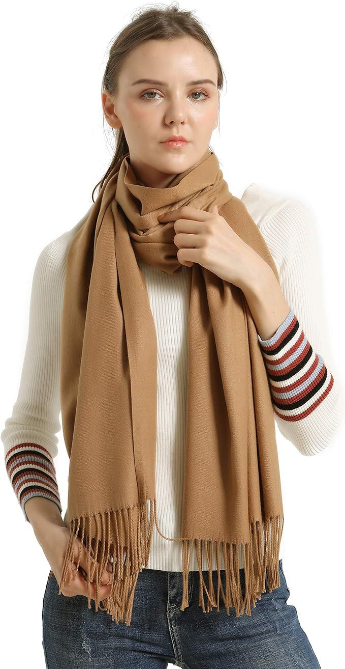 Pashmina Scarfs for Women, vimate Light Tan Camel Cashmere Wool Pashmina Scarves and Wraps for Wo... | Amazon (CA)