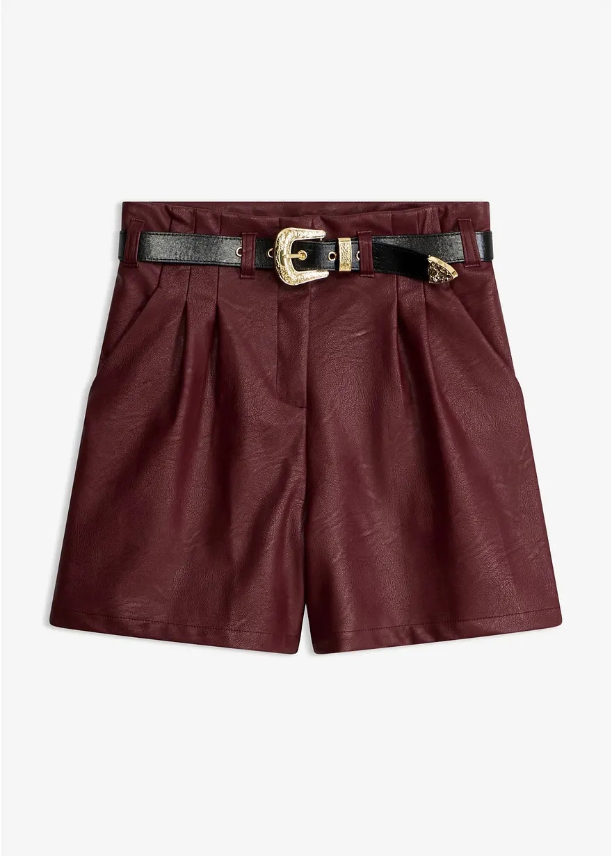 Lederimitat-Shorts mit G\u00fcrtel | Bonprix DE