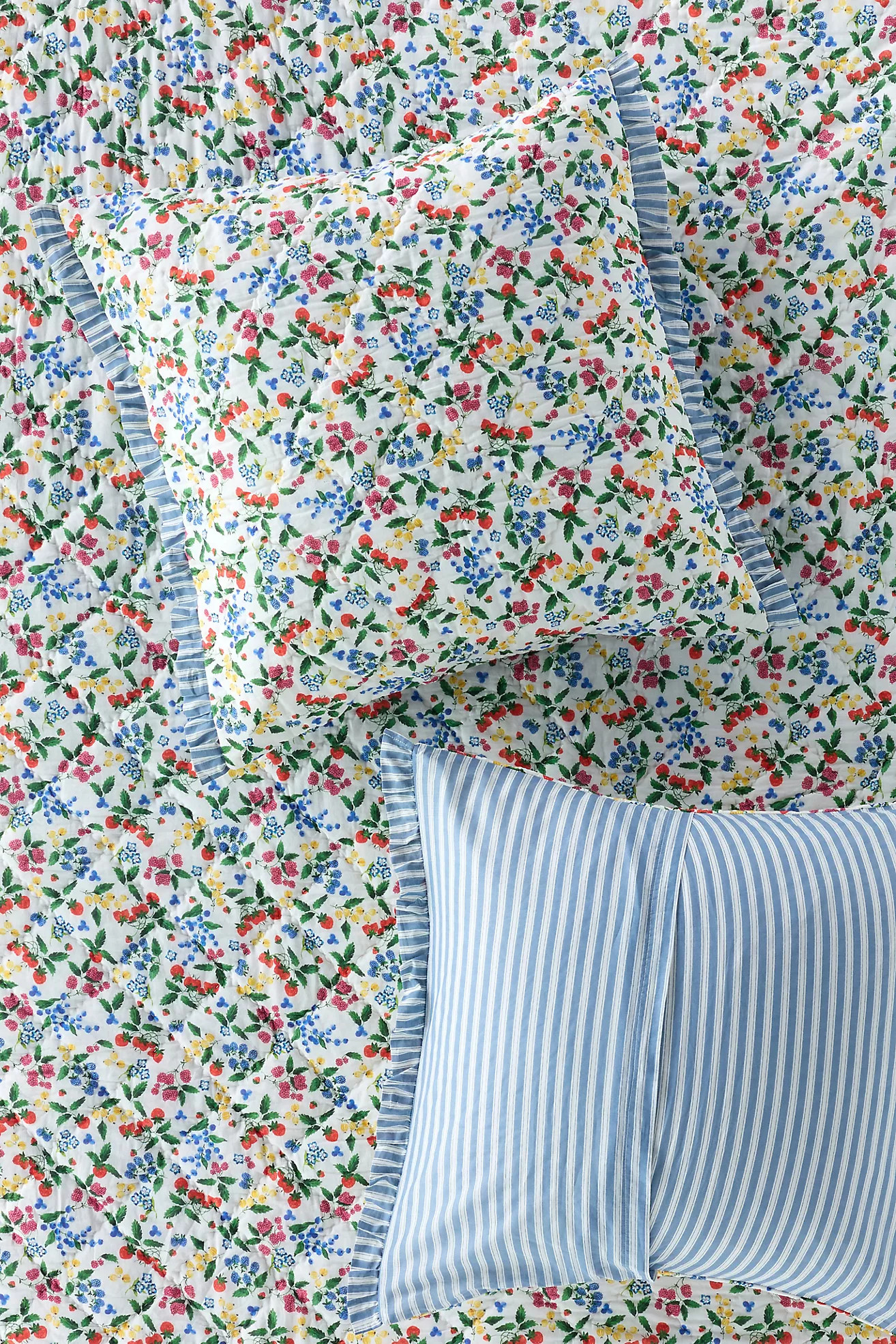 Cotton Voile Floral Printed Ruffle Euro Sham | Anthropologie (US)
