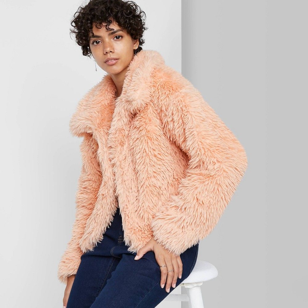 Women's Faux Fur Jacket - Wild Fable Blush Pink L | Target