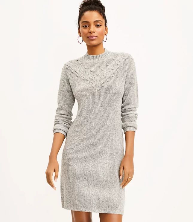 Bobble Mock Neck Sweater Dress | LOFT