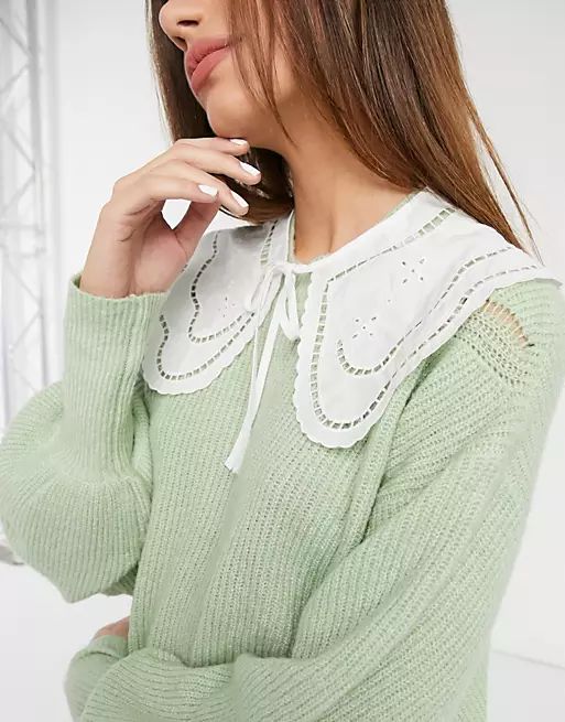 Monki Nona cotton broderie collar in white | ASOS (Global)