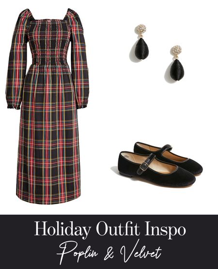 Poplin and velvet make this holiday outfit stand out. This J Crew Factory plaid dress is a nice dupe for the Nap Dress, too! 

#LTKHoliday #LTKSeasonal #LTKstyletip