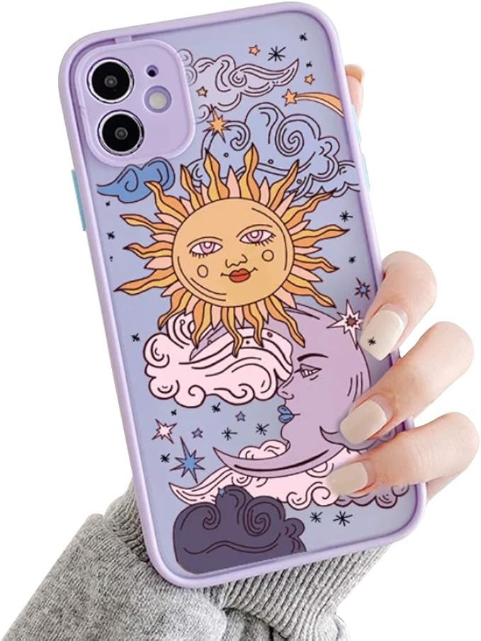 Ownest Compatible with iPhone 11 Case for Clear Frosted PC Back 3D Sun Moon Cartoons Girls Woman ... | Amazon (US)