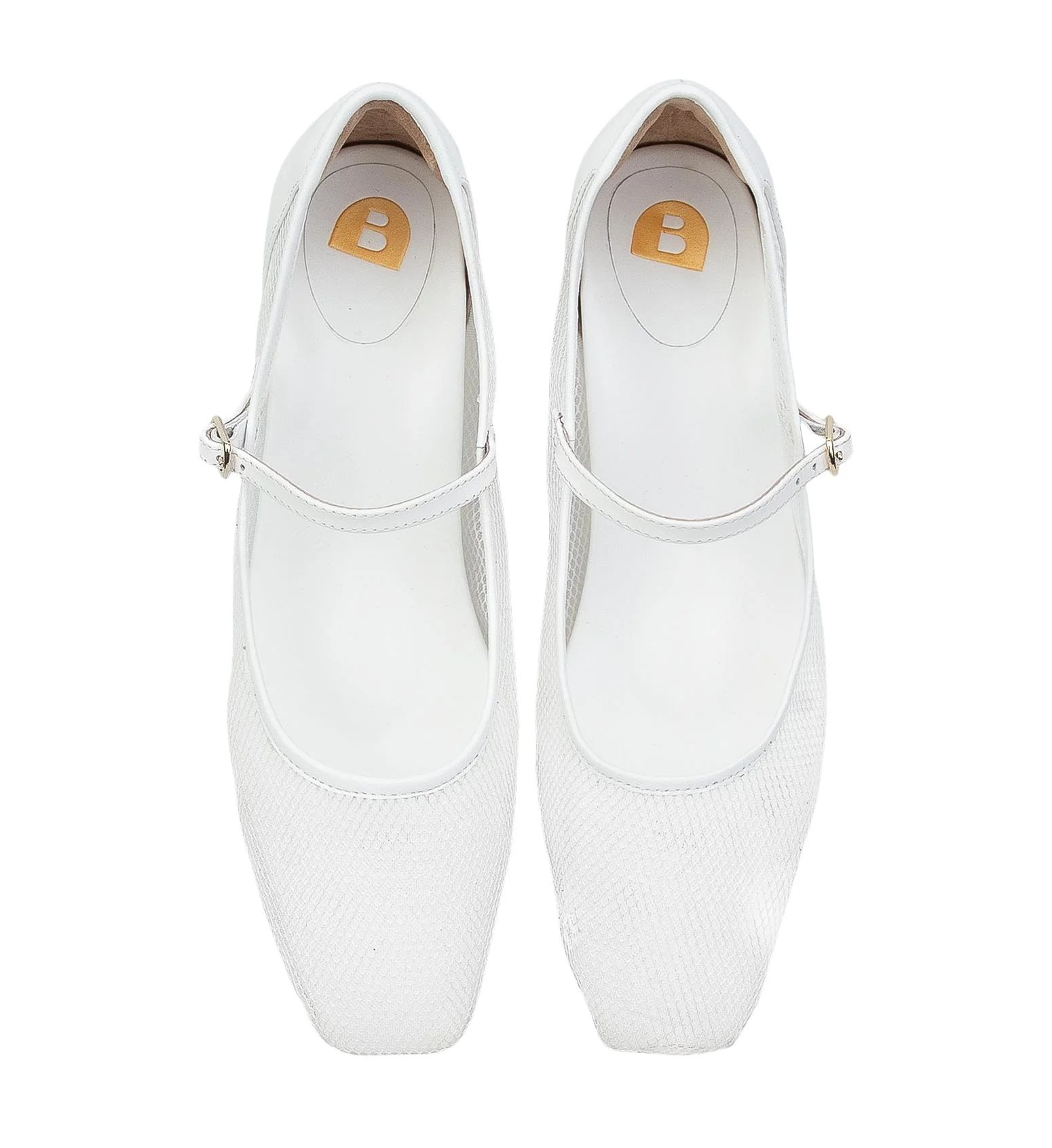 White Leather & Mesh Ballet Flats | Bared Footwear