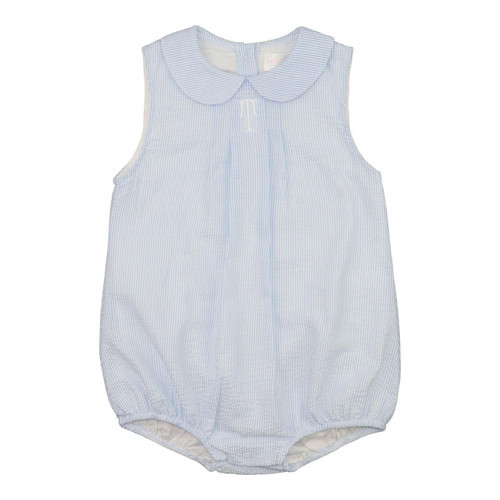 Blue Pleated Seersucker Bubble | Cecil and Lou