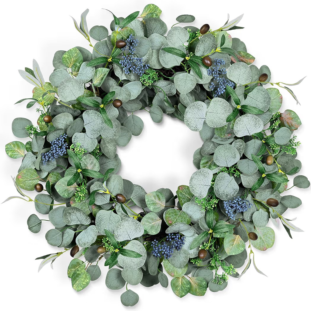 Eucalyptus Wreath for Front Door, COLORSPEC 24 Inch Eucalyptus Wreath with Olive Leaves and Berri... | Amazon (US)