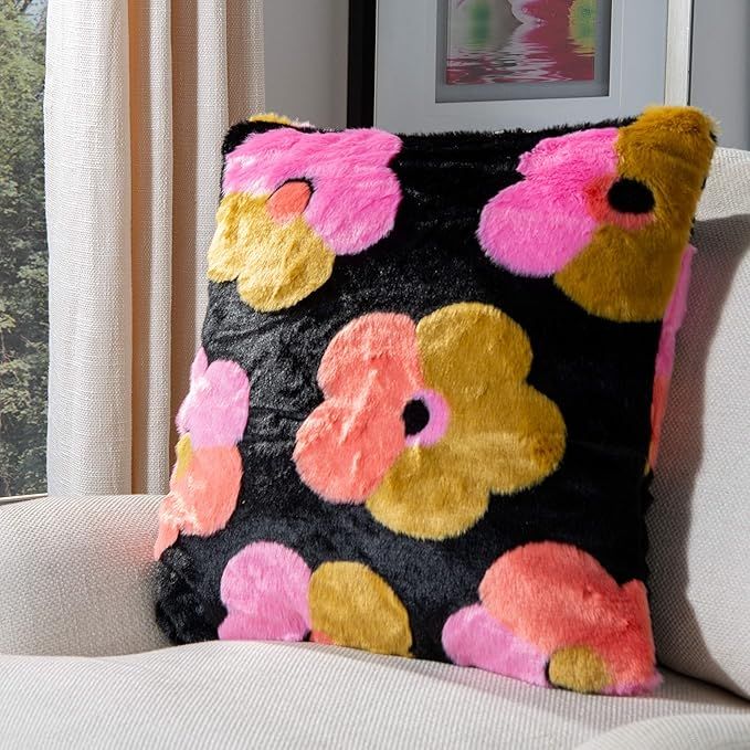 Safavieh Flower Child 20-inch Multi Faux Fur Decorative Throw Pillow | Amazon (US)