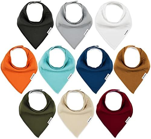 Amazon.com: TheAZBaby Organic Cotton 10-Pack Baby Bandana Drool Bibs for Boys and Girls, Neutral ... | Amazon (US)