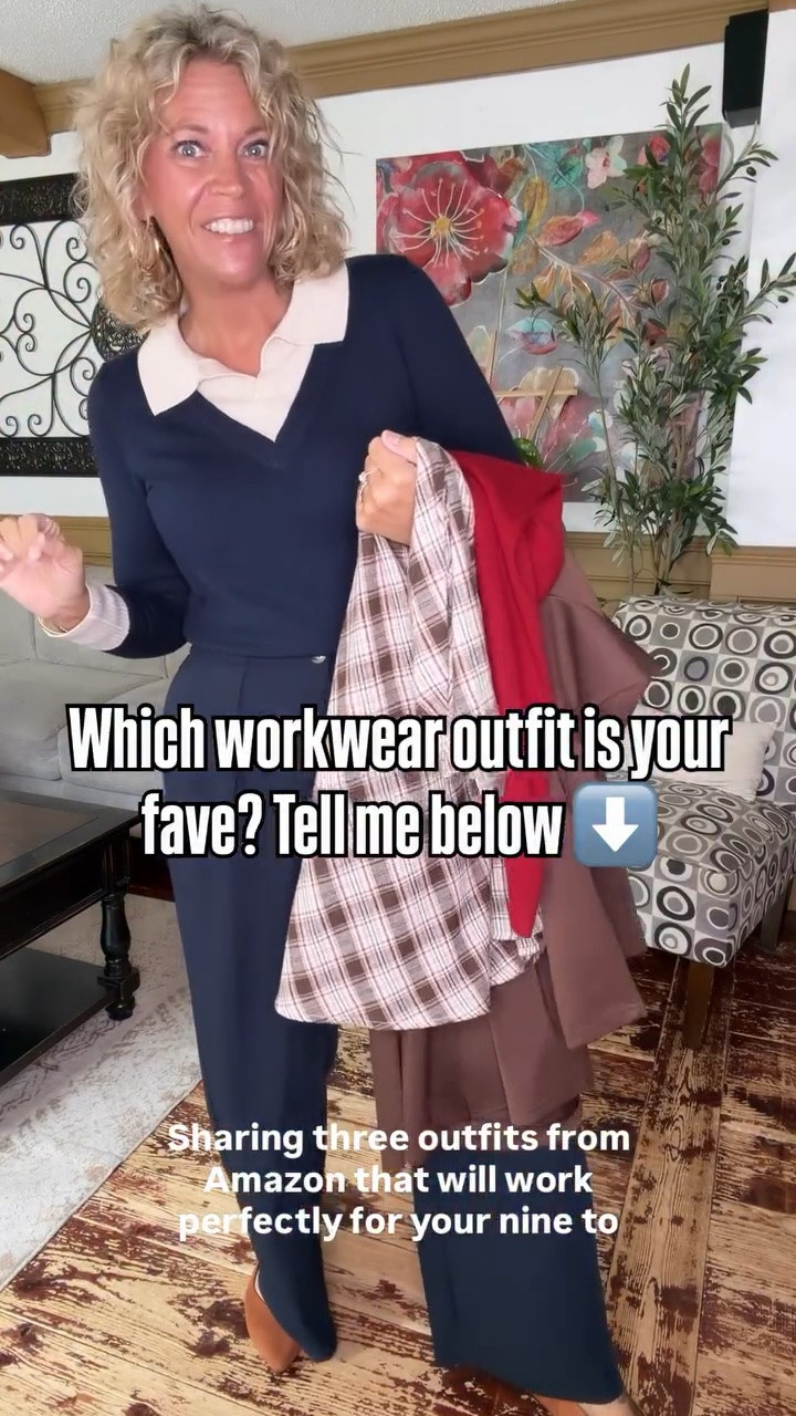 3 Amazon workwear outfit ideas that won’t break the bank and will have you looking and feeling fabulous! From trouser pants and sweaters to gorgeous midi skirts & a dress, tell me your fave.

#LTKOver40 #LTKWorkwear #LTKMidsize