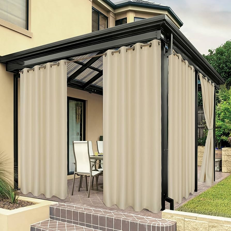 BONZER Waterproof Outdoor Curtains for Patio, Premium Thick Privacy Weatherproof Grommet Outside ... | Amazon (US)