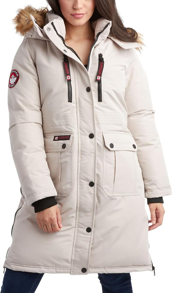 CANADA WEATHER GEAR Women's Winter Coat - Long-Length Parka Jacket with Removable Faux-Fur Trim o... | Amazon (US)