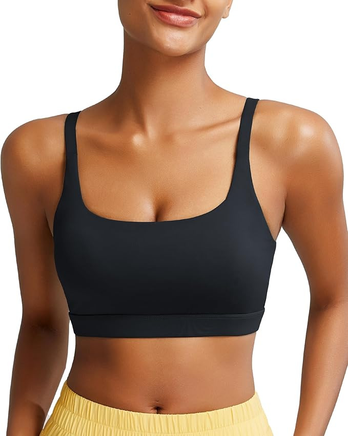 RUNNING GIRL Sports Bras for Women,Square Neck Sports Bra Medium Support Yoga Bra Workout Crop To... | Amazon (US)