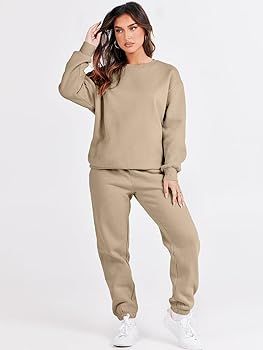 ANRABESS Women's Two Piece Outfits Long Sleeve Crewneck Sweatsuit with Jogger Pants Lounge Sets w... | Amazon (US)
