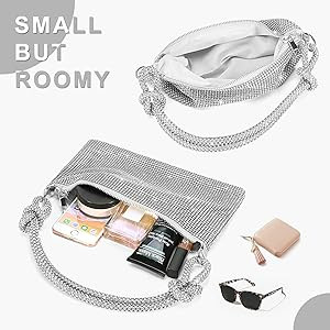 Rhinestone Purses for Women Chic Sparkly Evening Handbag Bling Hobo Bag Shiny Silver Clutch Purse... | Amazon (US)