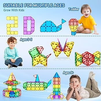 Magnetic Tiles Toddler Building Blocks Toys, Magnet Montessori Kids Toys for 3+ Year Old Boys and... | Amazon (US)