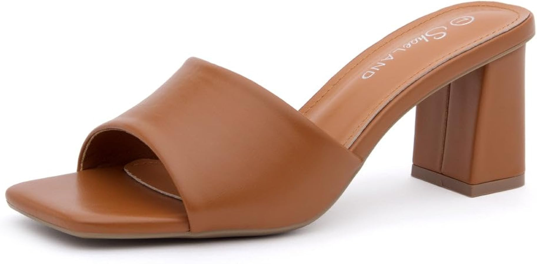 Shoe Land 3 Inch Block Heels for Women – Square Open Toe Slip-On Heeled Mules | Chunky Heel Dre... | Amazon (US)