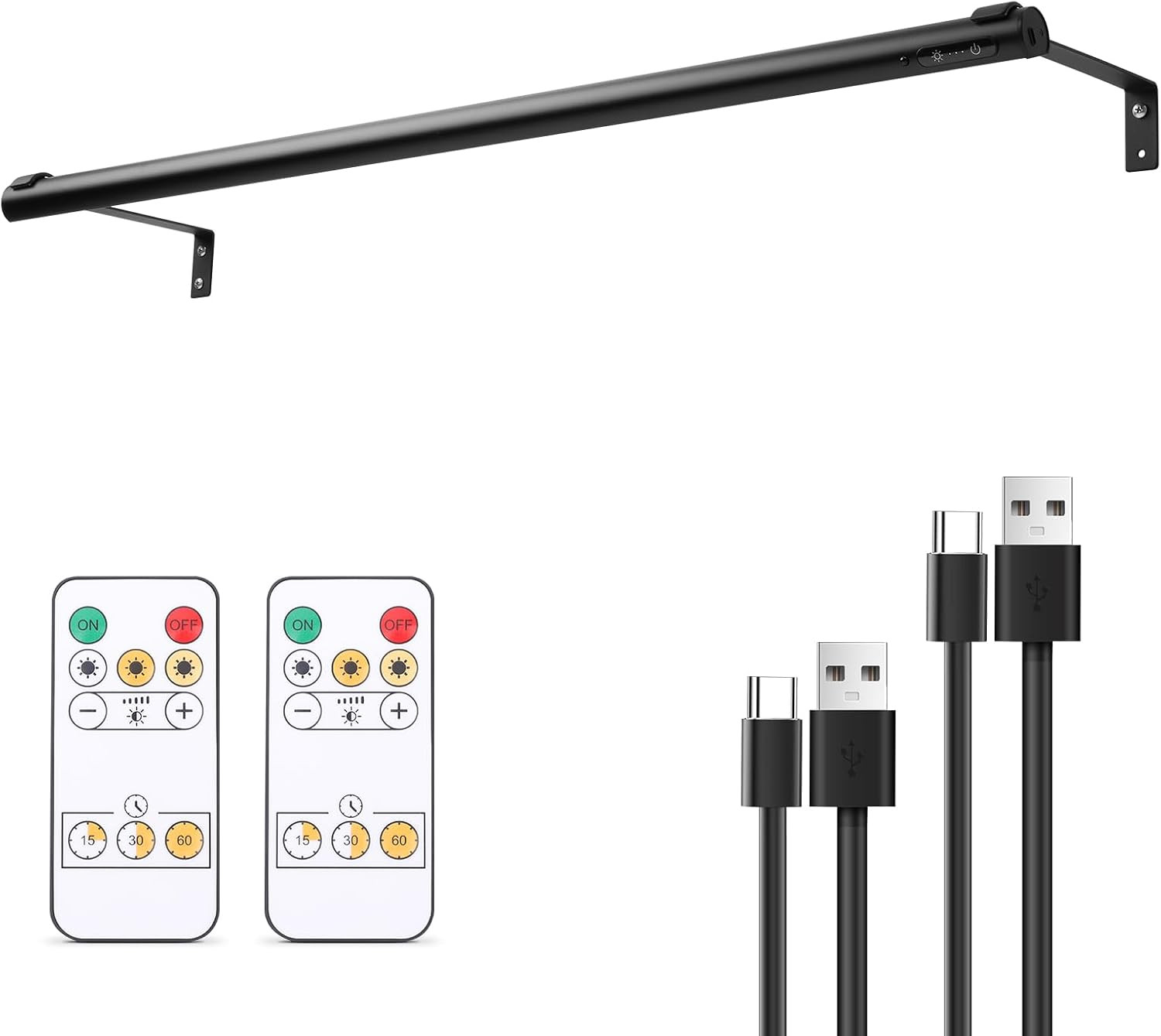 Battery Operated Wireless Picture Light，Rechargeable/Plugged in 31.5inch Painting Display Light,Remote Control Wall Lights with Three Modes and Timing for Art Frame (Black) | Amazon (US)