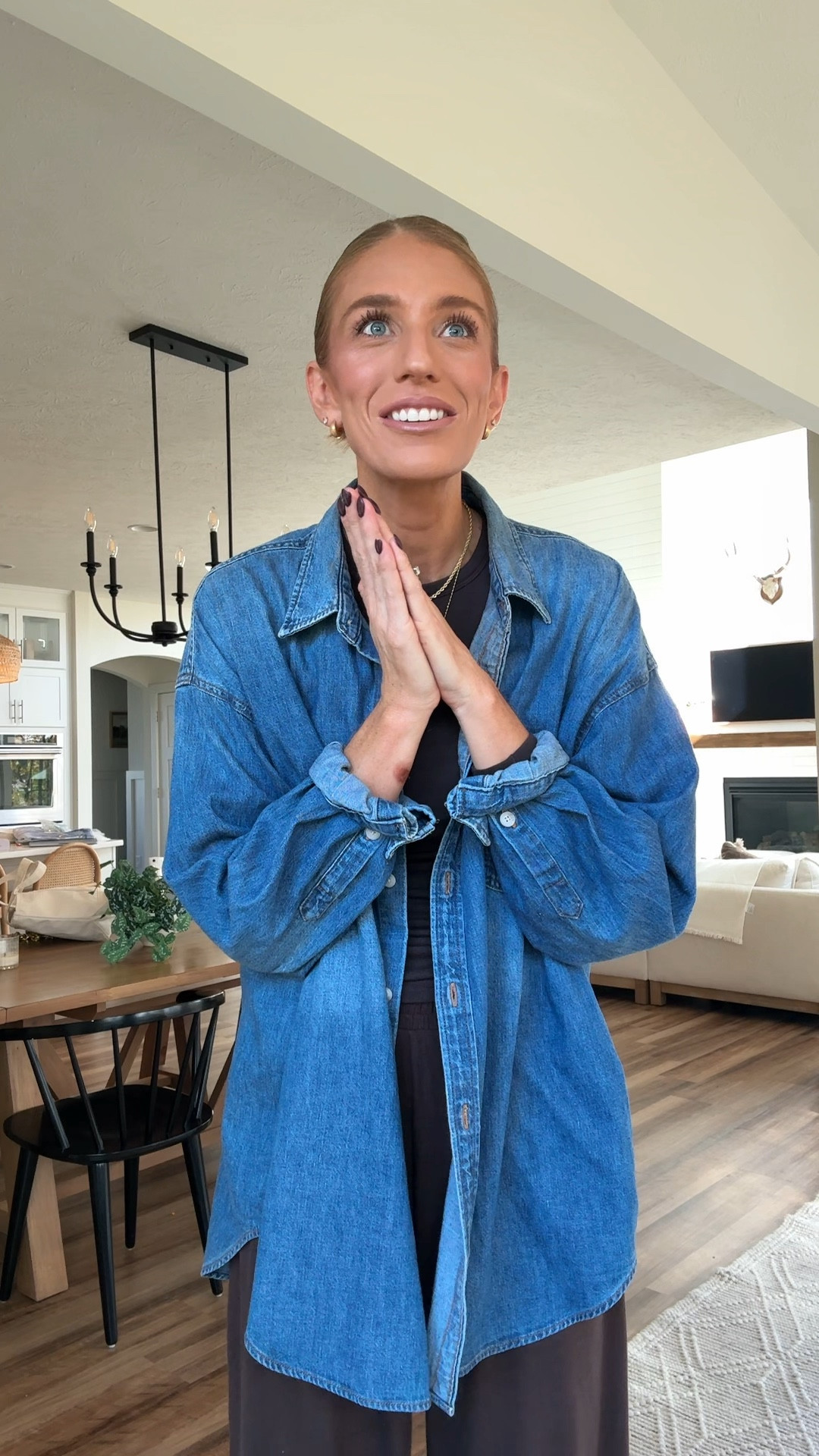 Work from home comfy outfit today! 
Size medium long in pants and medium in top. Runs tts! 
Size small in denim top (runs oversized)


#LTKTall