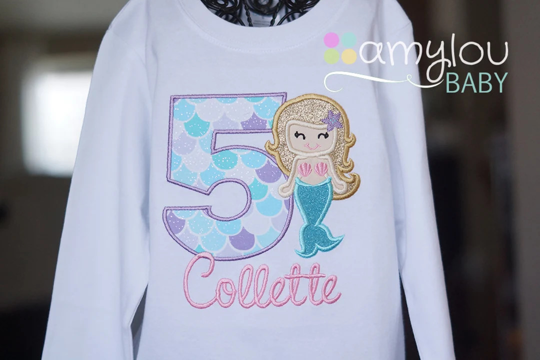 Little Mermaid Birthday Shirt - Purple, Pink, Turquoise Gold - ANY NUMBER - Party - Child - Summe... | Etsy (US)