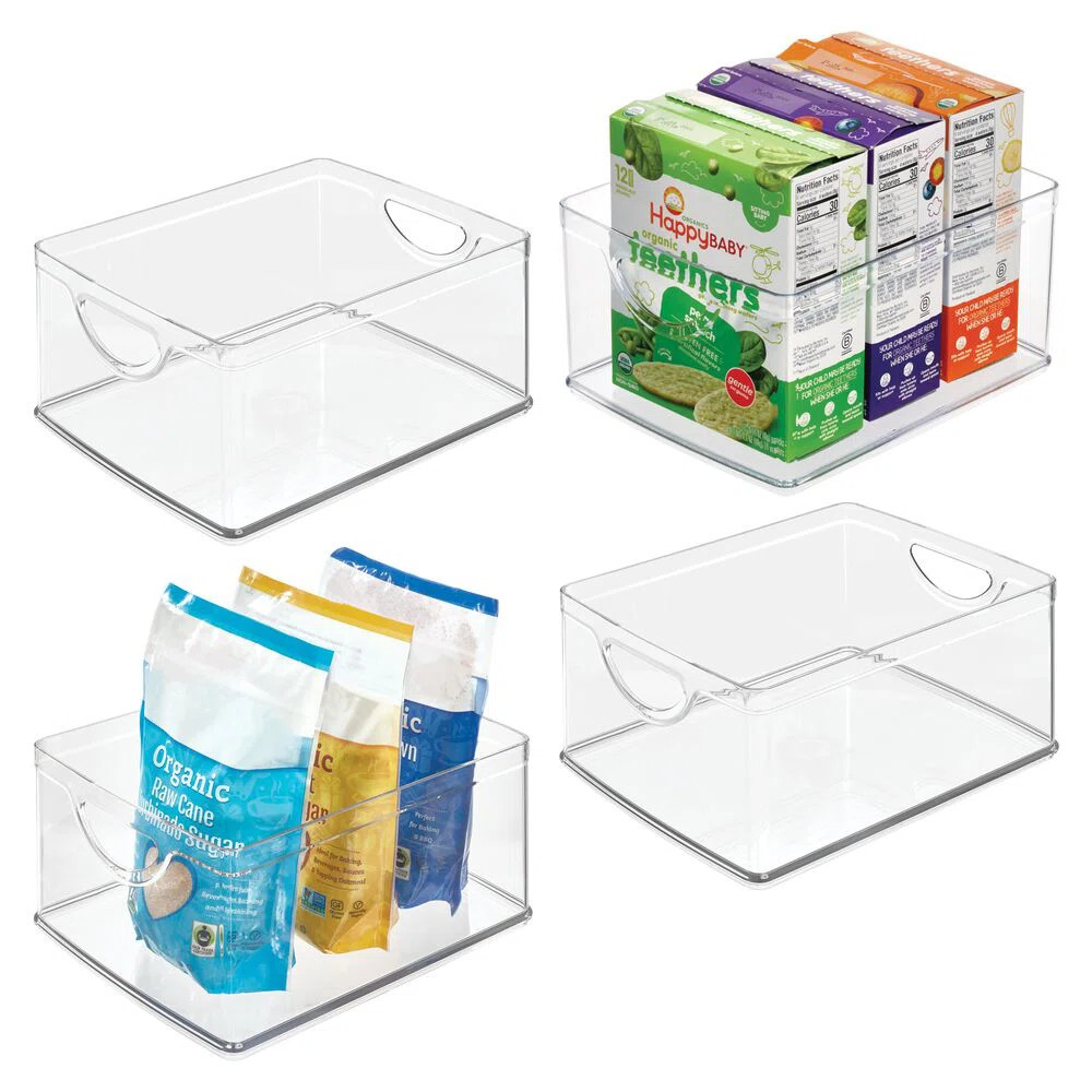 iDesign Plastic Stackable Pantry Bin with Handles - Set of 4 - Clear (Set of 4) | Wayfair North America