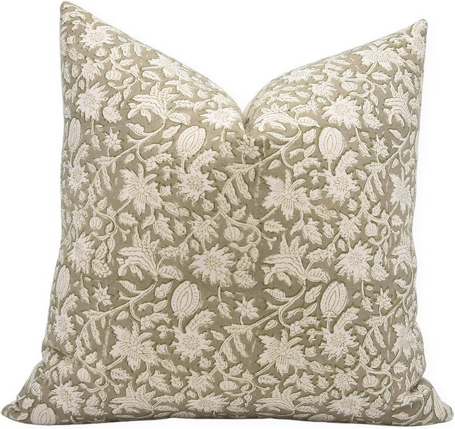 Block Print Duck Canvas 16x16 Throw Pillow Covers, Handmade Vintage Pillow Covers for Sofa and Co... | Amazon (US)