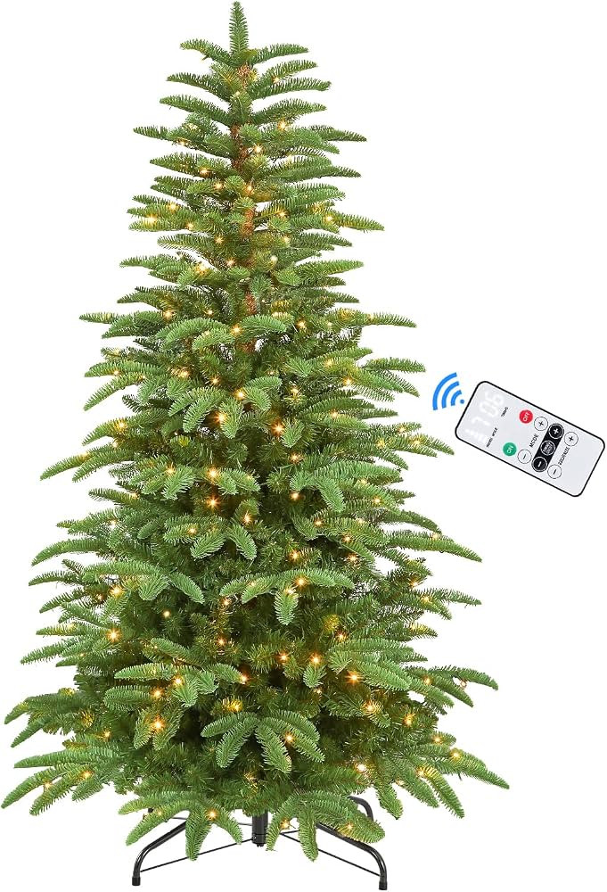Alupssuc 6ft Prelit Artificial Hinged Christmas Tree, Pre-Lit Warm White & Multi-Color Lights wit... | Amazon (US)