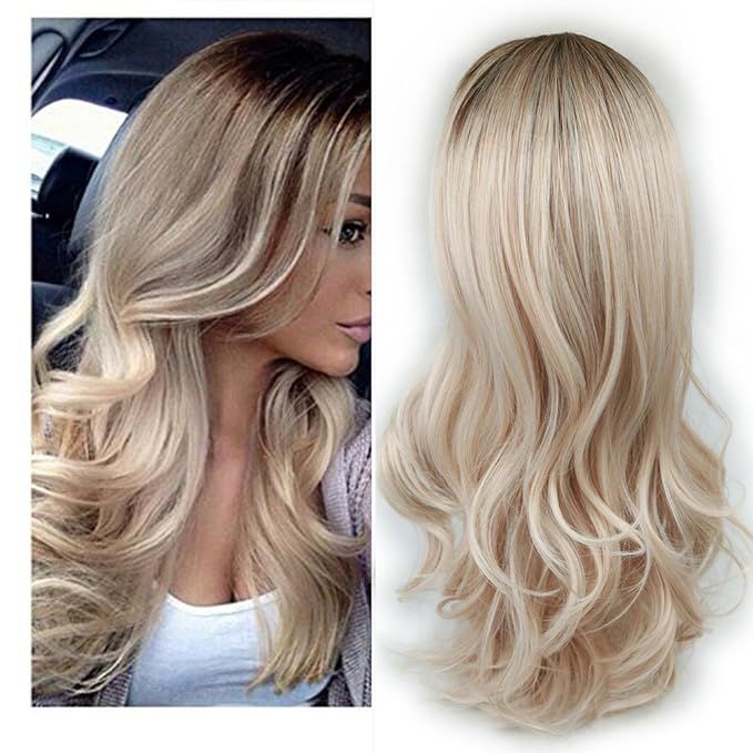 Lady Miranda Ombre Wig Brown to Ash Blonde High Density Heat Resistant Synthetic Hair Weave Full ... | Amazon (US)