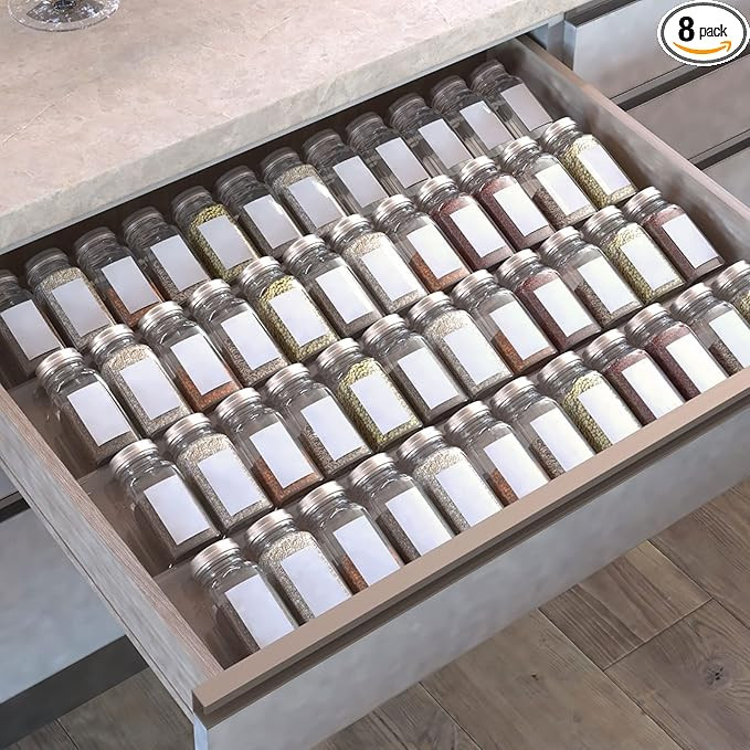 Spice Drawer Organizer, 4 Tier Clear Acrylic Expandable From 13" to 26" Seasoning Jars Drawer Ins... | Amazon (US)