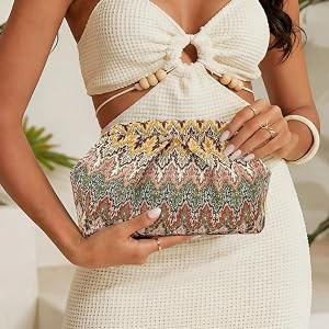 Women's Evening Cloud Clutch Bag, Crocodile Leopard Sequin Denim Cow Print Moroccan for Party Wed... | Amazon (US)