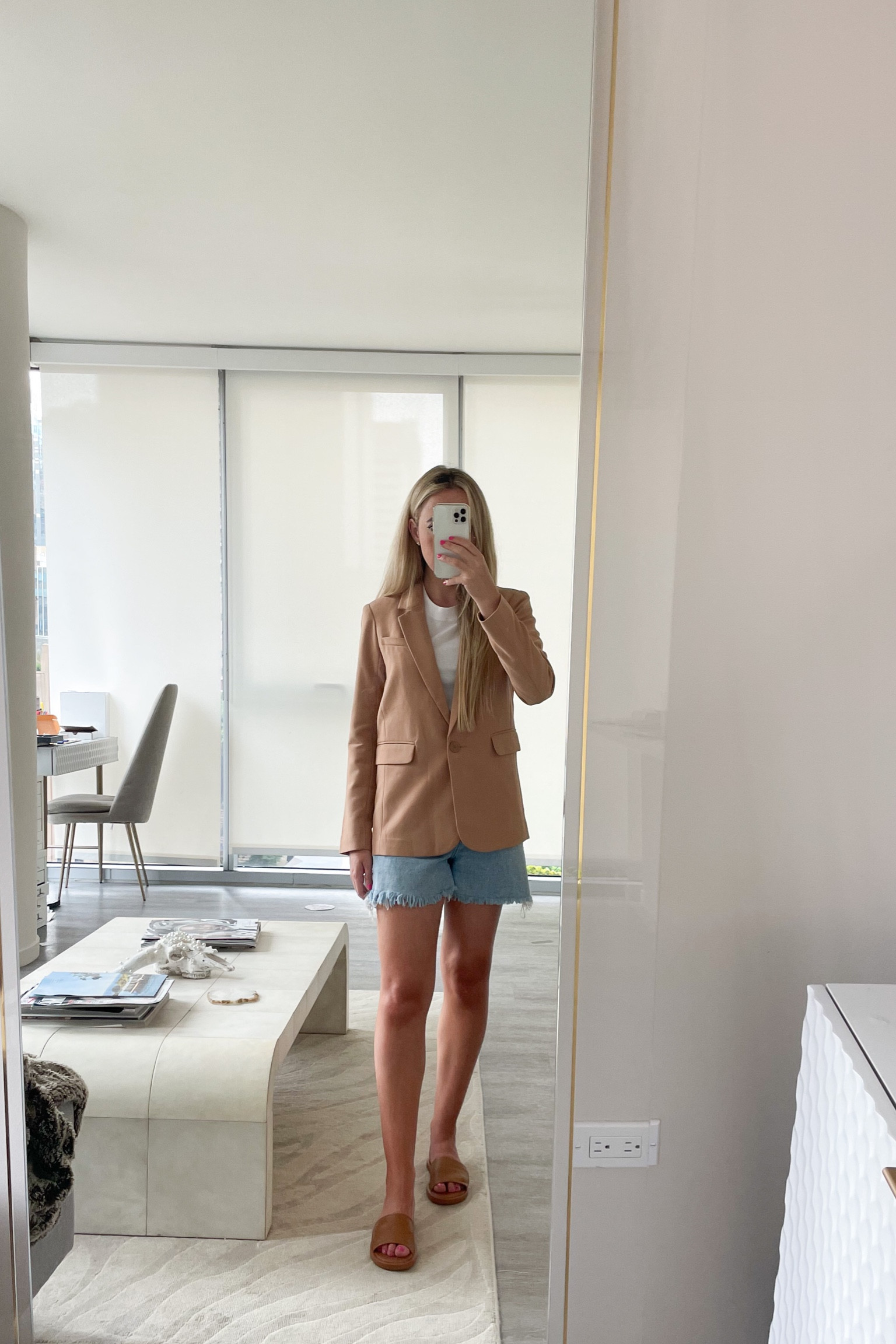Suiting blazer
Tan blazer
Blazer and shorts outfit
Denim shorts 
Leather sandals
Leather slides 

#LTKstyletip #LTKtravel