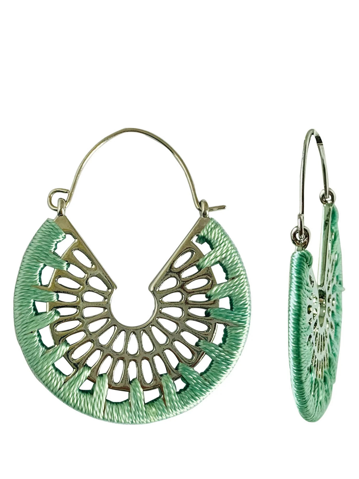 Time And Tru Eb Green Filagree Thread Hoop Earrings | Walmart (US)