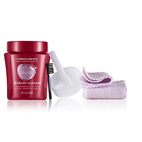 CONNOISSEURS All-Purpose Jewelry Cleaning Kit, Liquid Solution & Silver & Gold Jewelry Polishing Cloths, 8 Ounce | Amazon (US)