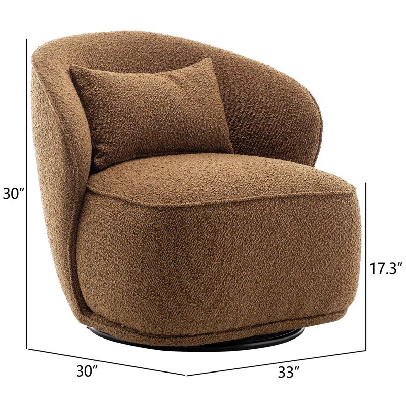 Iyoni 33" Wide Boucle Upholstered Swivel Barrel Chair | Wayfair North America