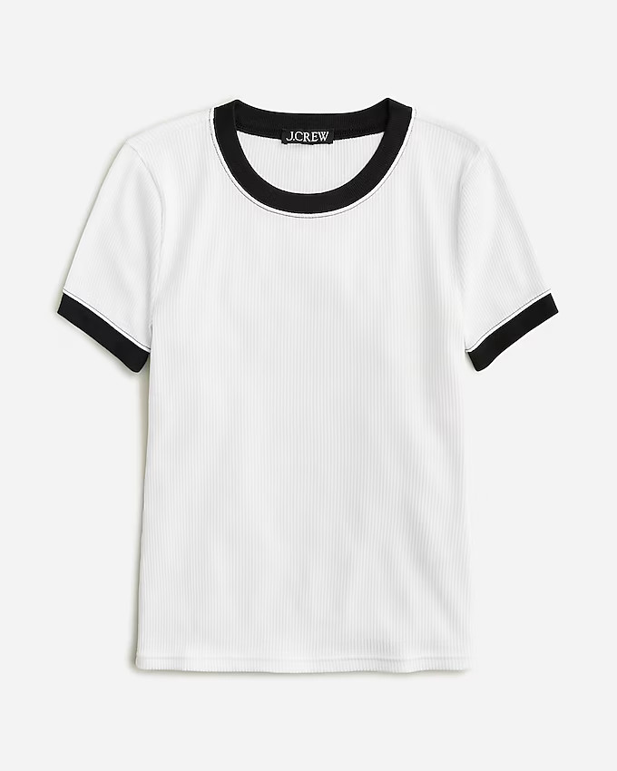 Vintage rib shrunken T-shirt with contrast trim | J. Crew US