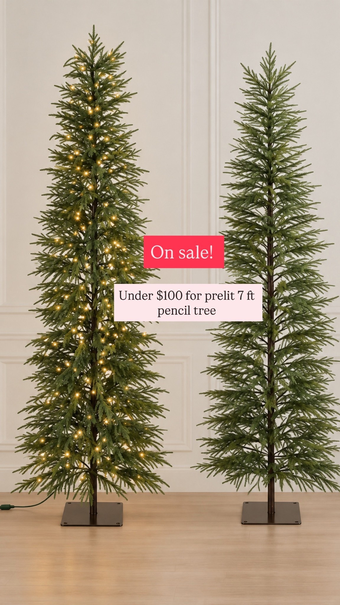 7 foot pencil tree on sale for under $100, also comes un-lit and also in other sizes. Grab it before it sells out

#LTKSeasonal #LTKHome