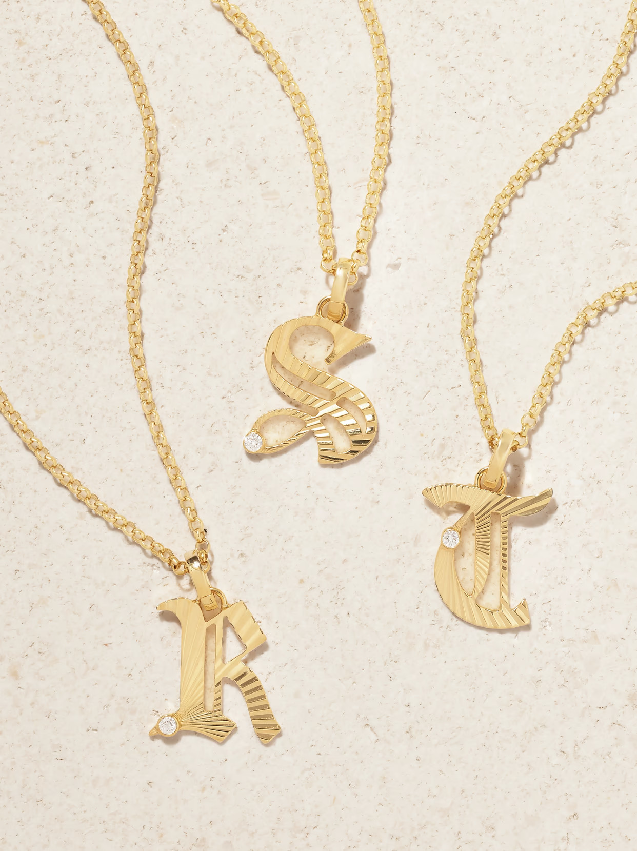 FoundRae - Initials & Numbers Medium 18-karat Gold Diamond Pendant - A | NET-A-PORTER (US)