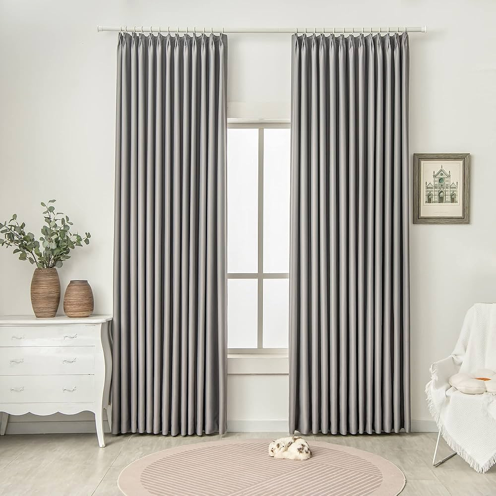 YGHYYF Pinch Pleat Solid Thermal Insulated 95% Blackout Patio Door Curtain Panel Drape for Traver... | Amazon (US)