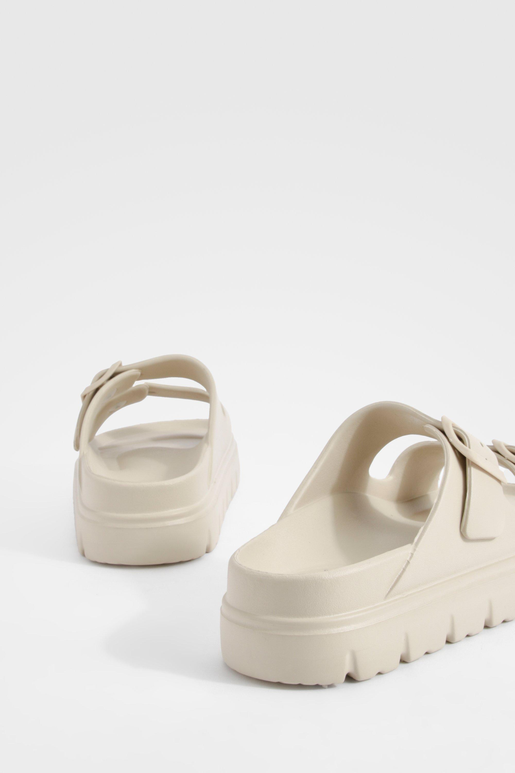 Wide Fit Double Strap Buckle Sliders | Boohoo.com (UK & IE)