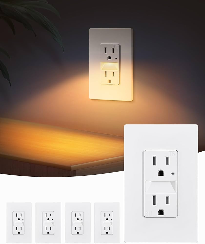 SURAIELEC 15AMP Outlet with Nightlight, Dusk to Dawn Guide Light, Electrical Receptacle with LED ... | Amazon (US)
