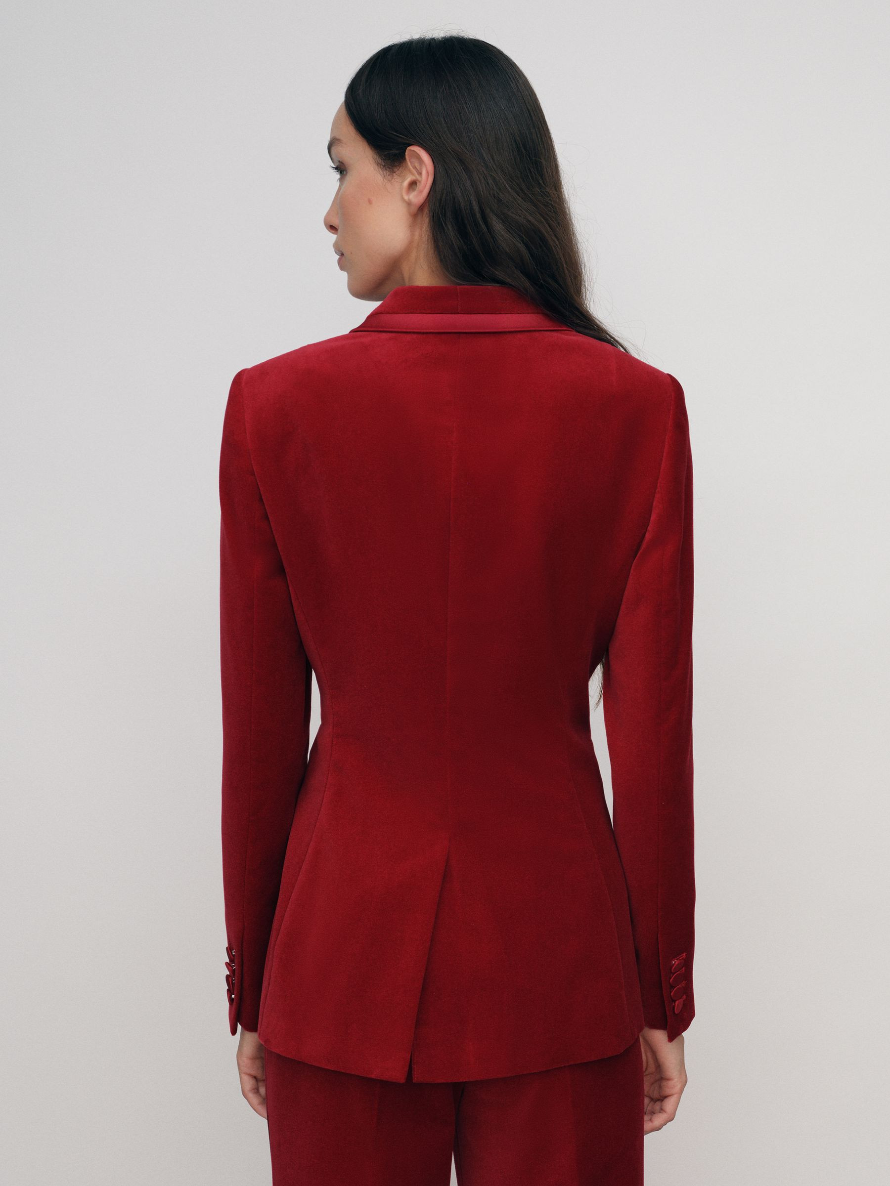 Velvet Single-Breasted Suit Blazer in Red | Reiss UK