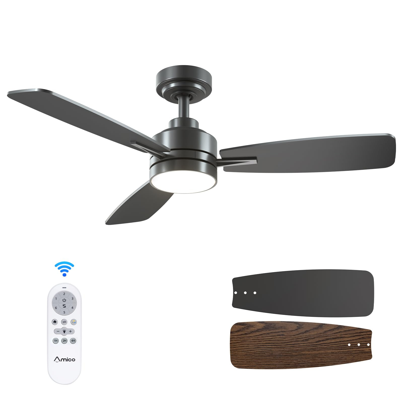 Amico Ceiling Fans with Lights, 44 inch Ceiling fan with Light and Remote Control, Reversible, 3C... | Amazon (US)
