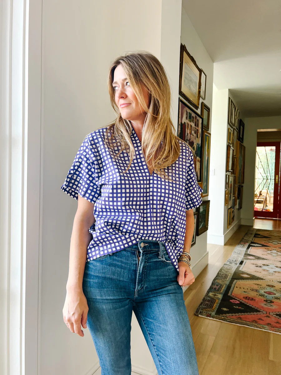 Black Label Pleated Kimono - Tiny Check Collection | Brooke Wright Designs