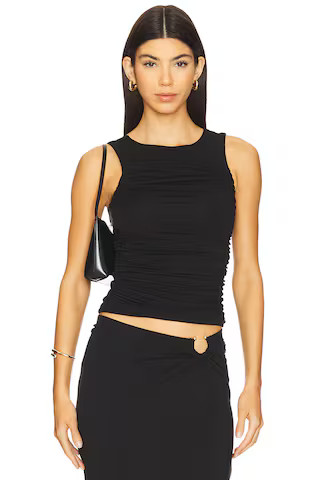Good American Ruched Tank Top in Black001 from Revolve.com | Revolve Clothing (Global)