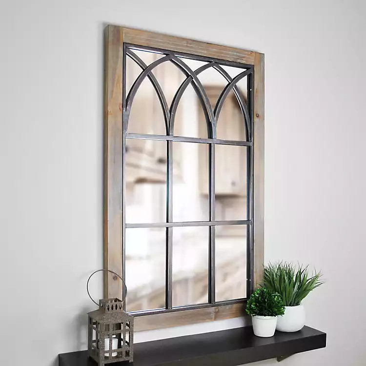 Grandview Arched Windowpane Mirror, 24x37.5 in. | Kirkland's Home