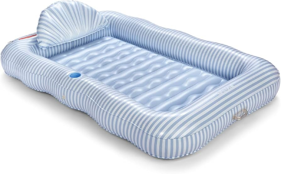 FUNBOY Tanning Pool Lounger Float Blue Stripe, XL 72'' x 48'' Pool Float with Custom Pillow and L... | Amazon (US)