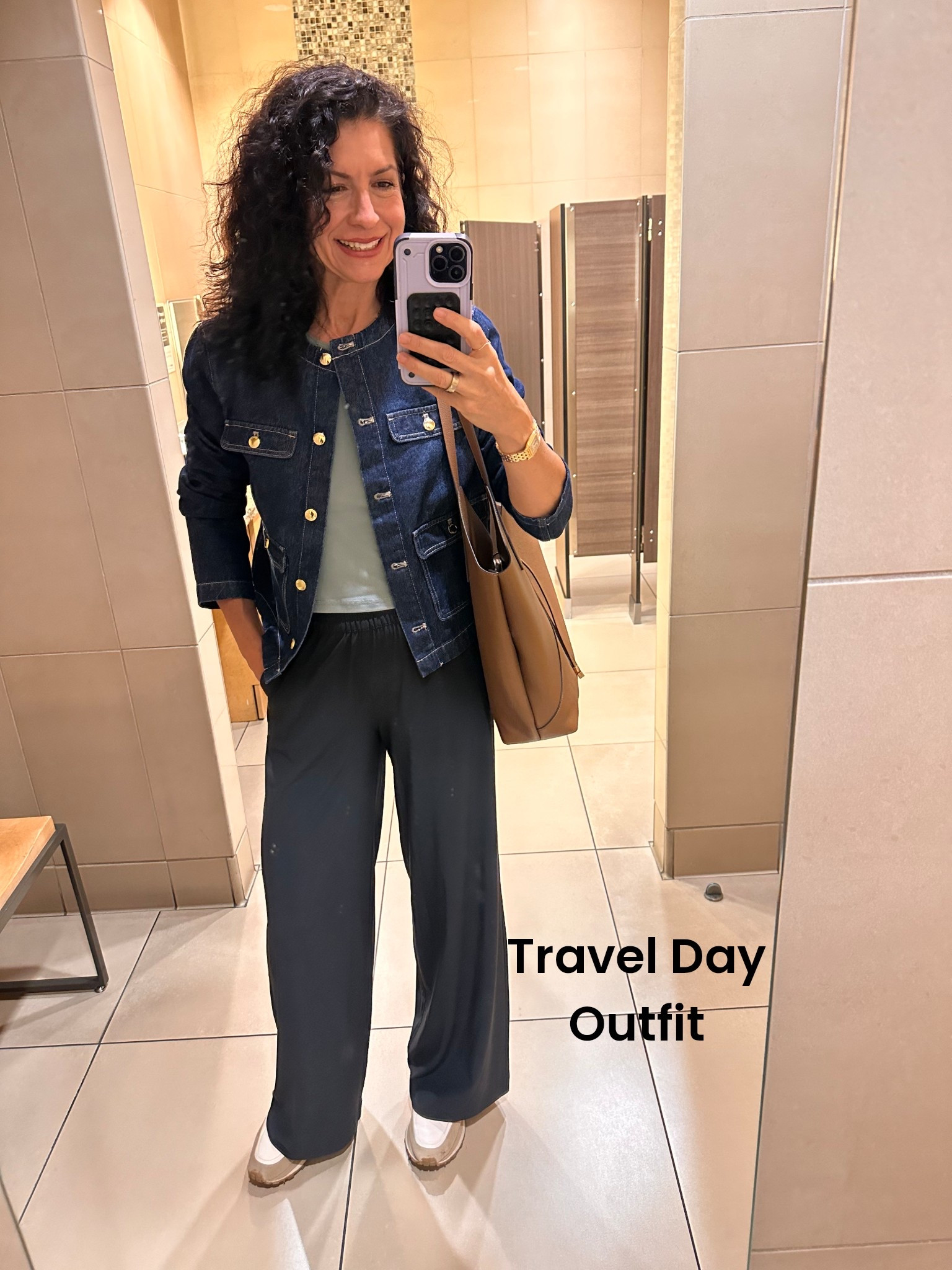 Travel day outfit!  Casual and comfortable but still put together.  This new tote is my fave!