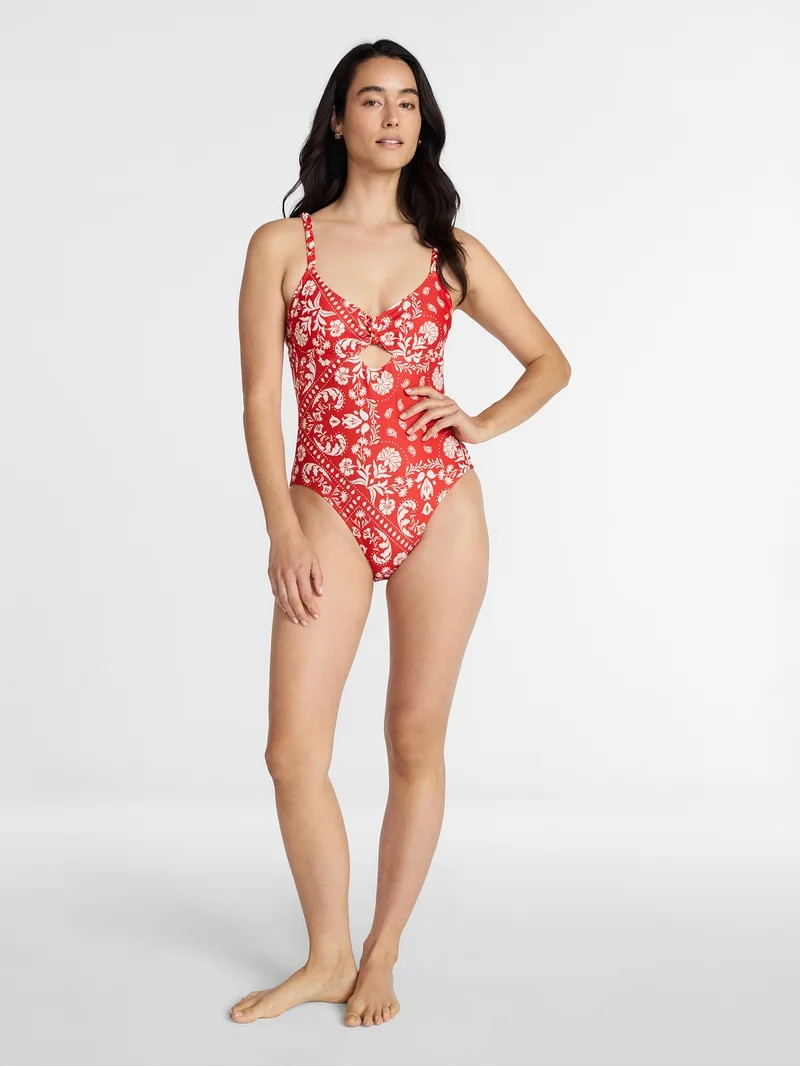Time and Tru Women's and Women's Plus Knot Front and Keyhole One Piece Swimsuit, Sizes XS-3X | Walmart (US)