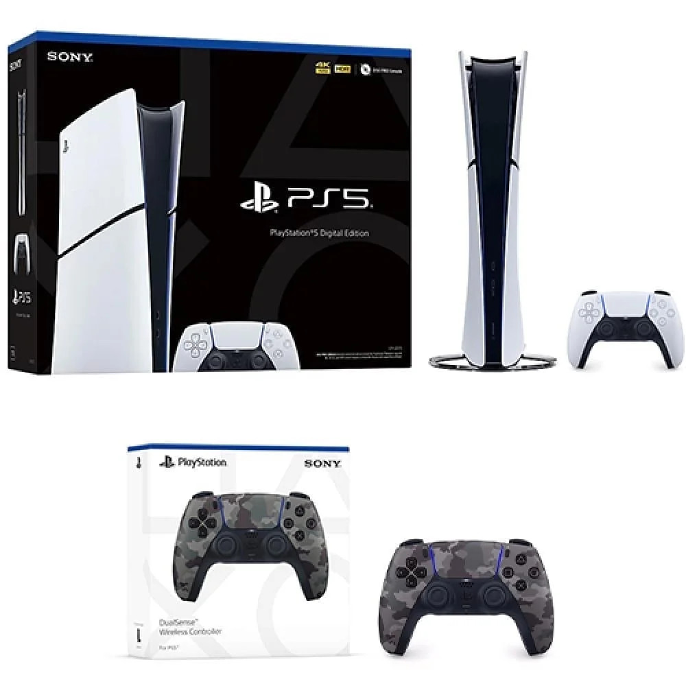 PlayStation 5 Digital Slim Console + PlayStation 5 DualSense Wireless Controller Gray Camouflage | Walmart (US)